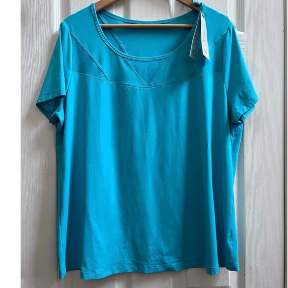 Livi New UPF 50+ Moisture Wicking Aqua Blue Short Sleeve Top Size Size 14/16 Gym - Picture 2 of 12